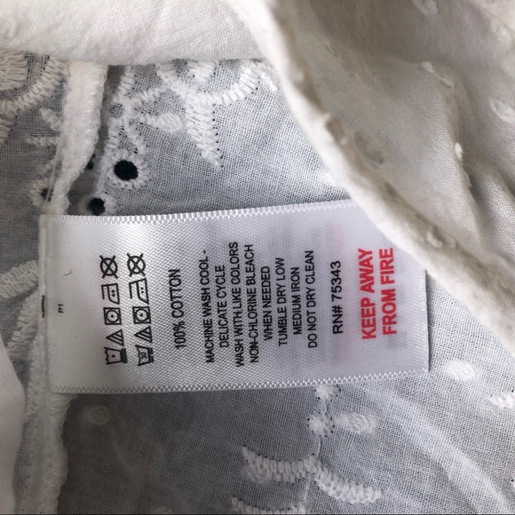 3 for $20❤️Sigrid Olsen Sleepwear White Pajama Top Embroidered 100% Cotton XS - Picture 6 of 7